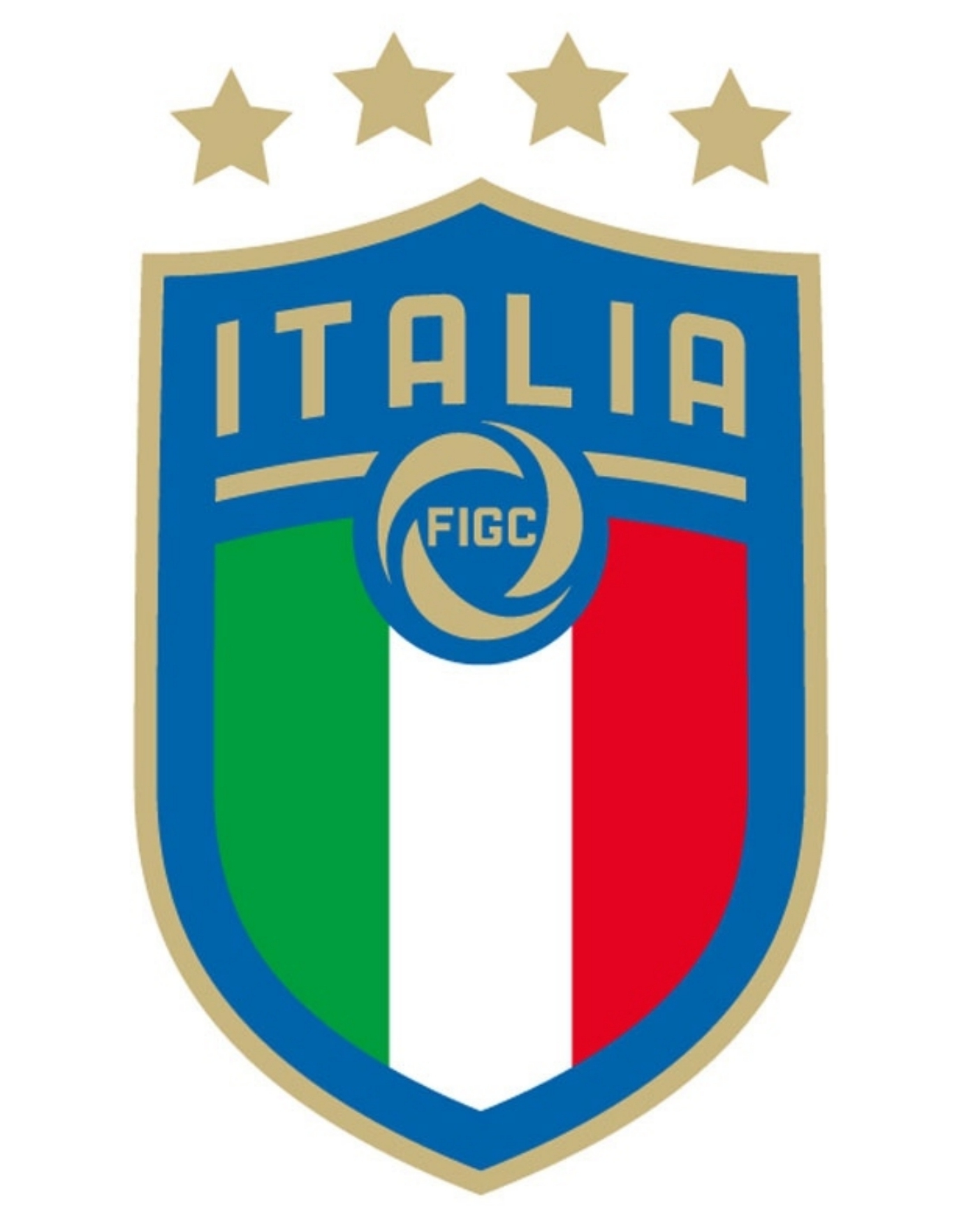 Il logo della Nazionale con le 4 stelle dei 4 Mondiali conquistati e della Federcalcio italiana